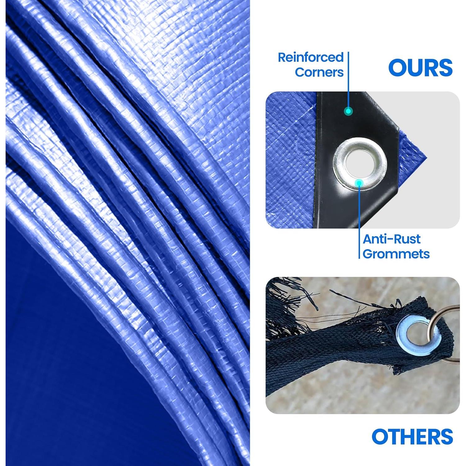 Lona de Camping Hanjet 1.83x2.44 m Azul Impermeable 5 Mil