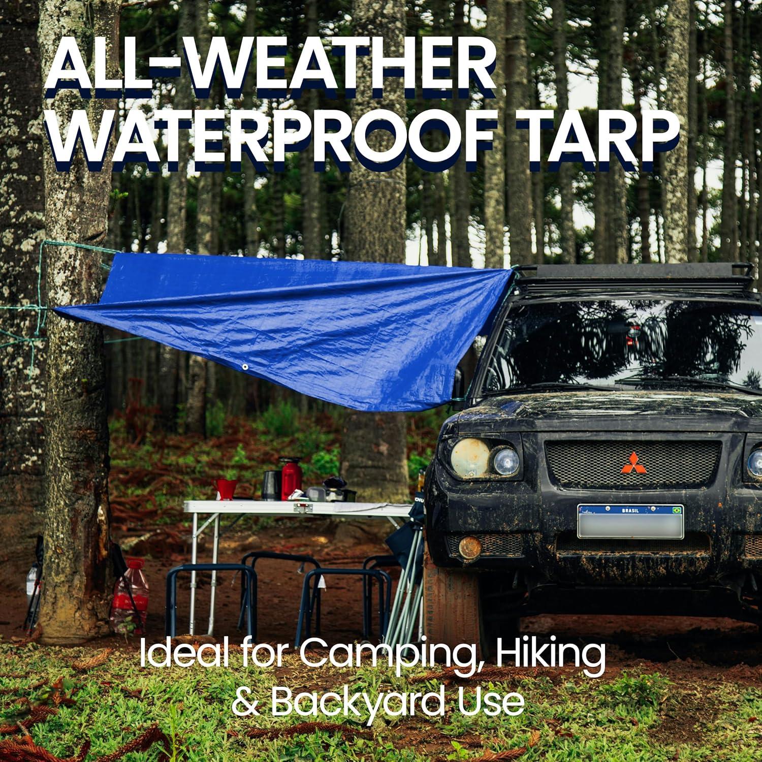 Lona de Camping Hanjet 1.83x2.44 m Azul Impermeable 5 Mil