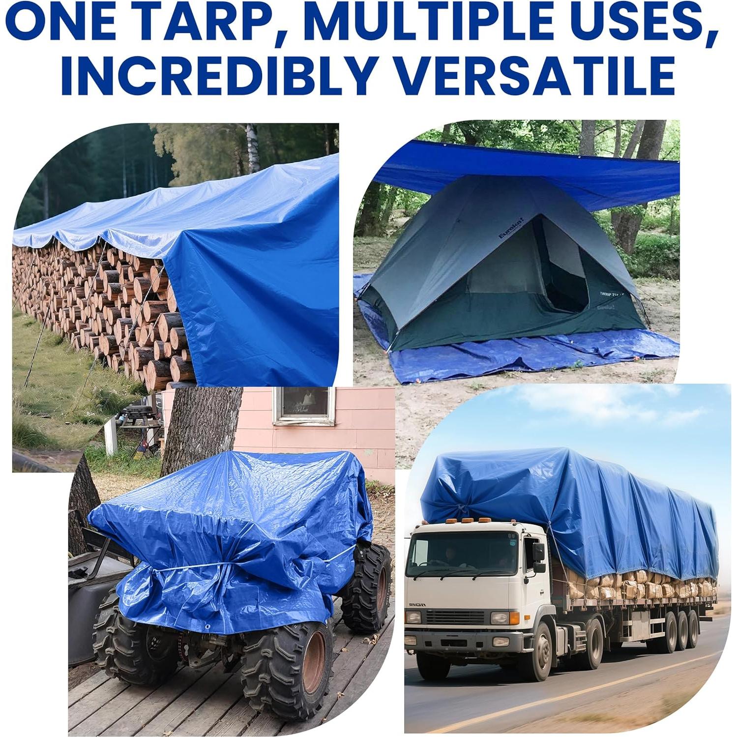 Lona de Camping Hanjet 1.83x2.44 m Azul Impermeable 5 Mil