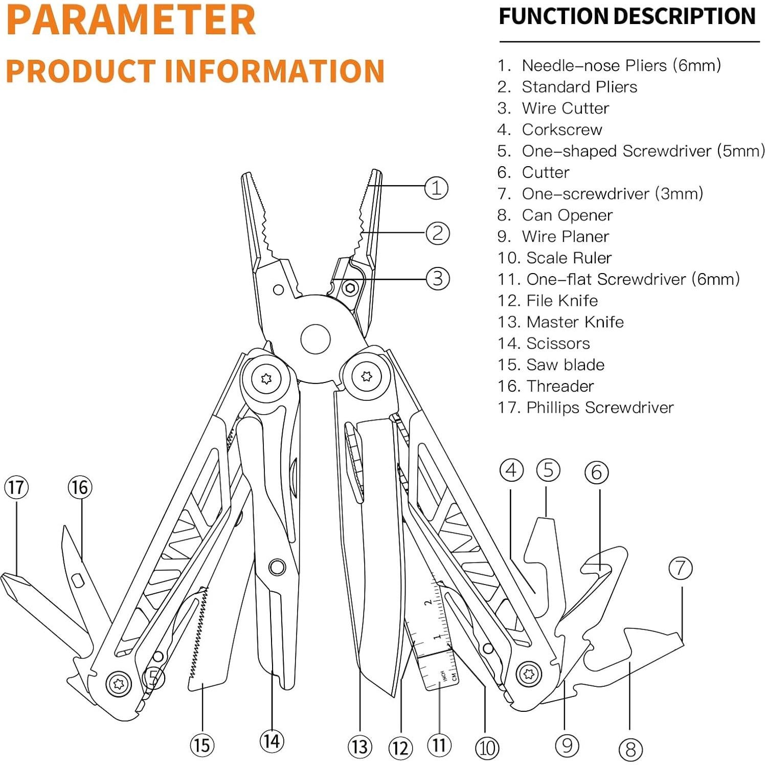 Multiherramienta NODUOBIIO 17 en 1 Acero Inoxidable 420