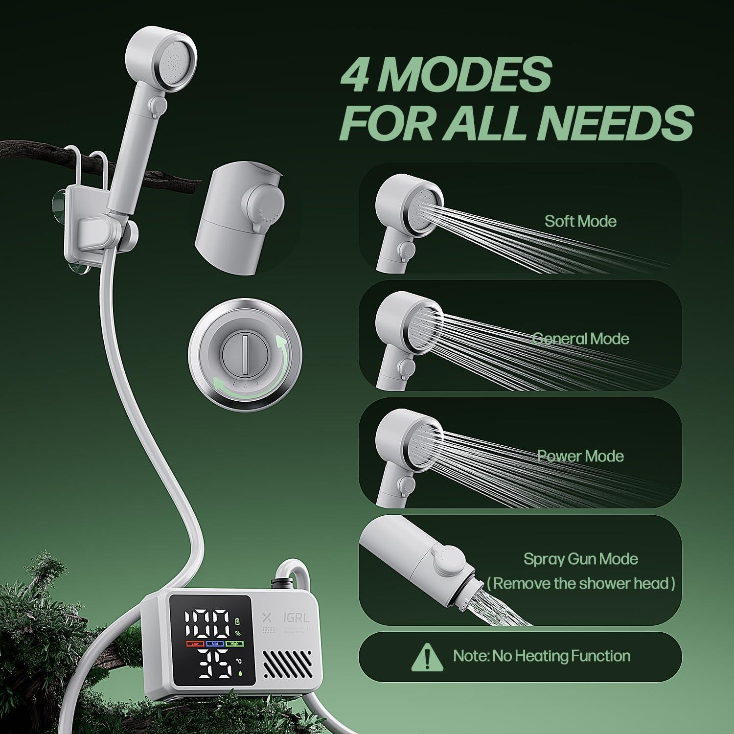 Ducha Portátil IGRL L1 10L/min Batería 7800mAh IPX8