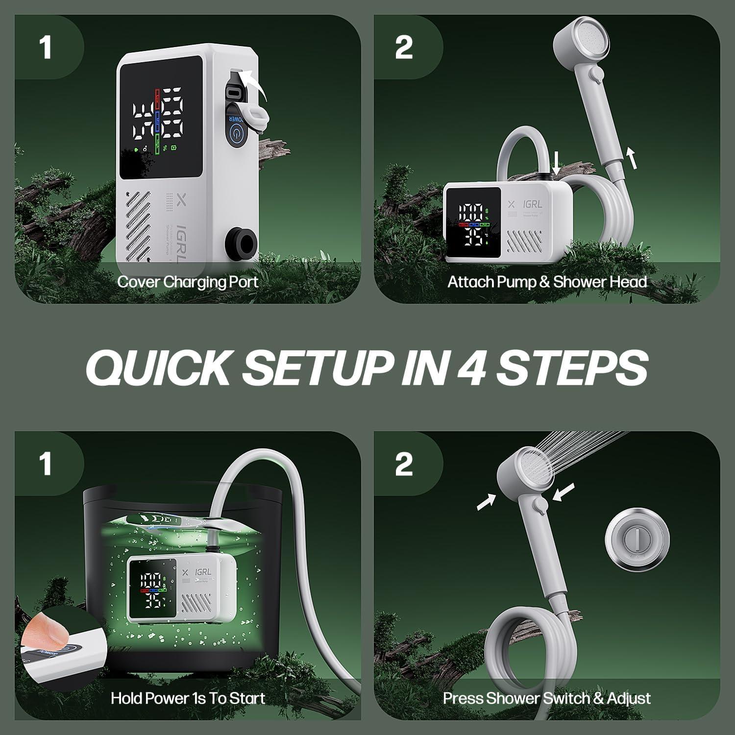 Ducha Portátil IGRL L1 10L/min Batería 7800mAh IPX8