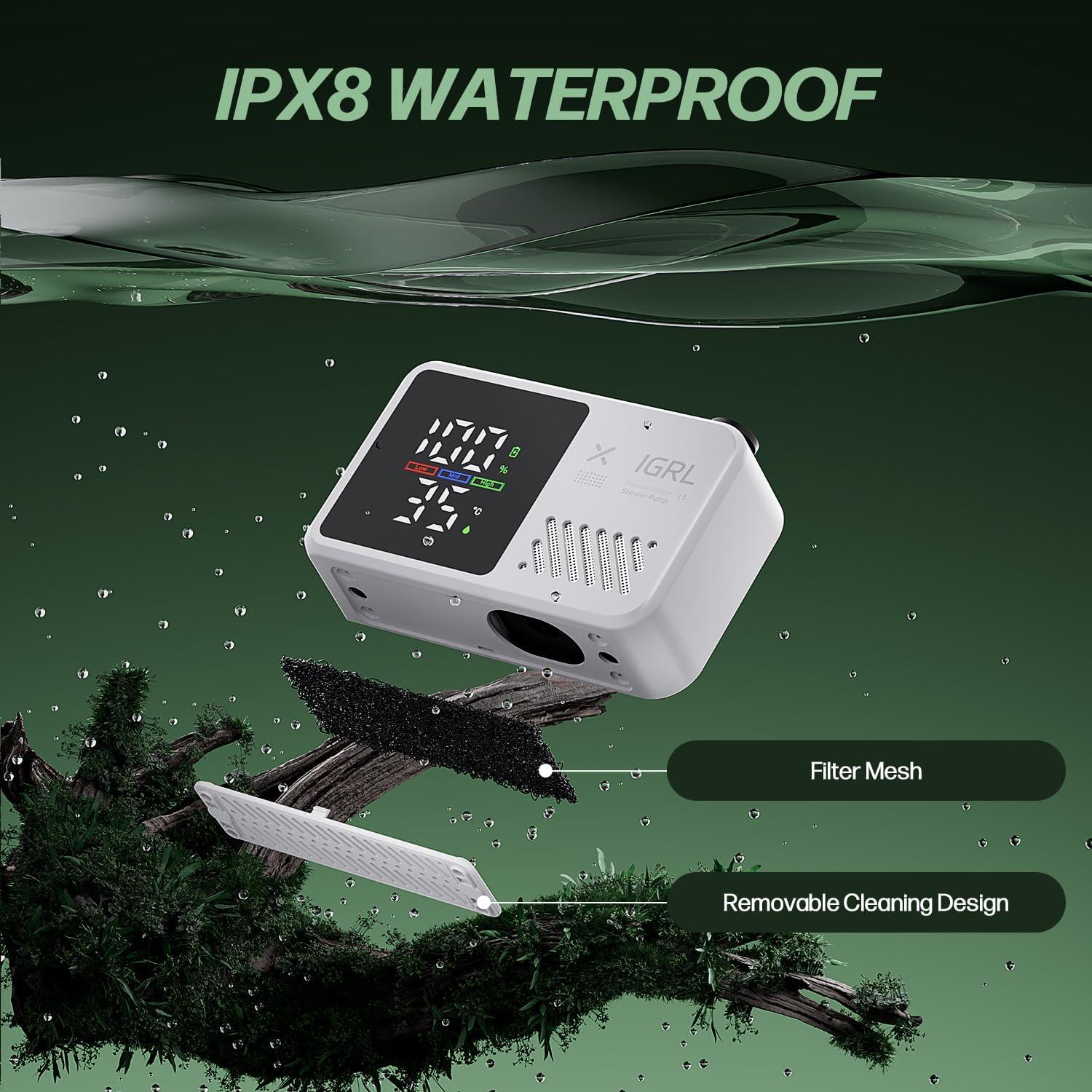 Ducha Portátil IGRL L1 10L/min Batería 7800mAh IPX8