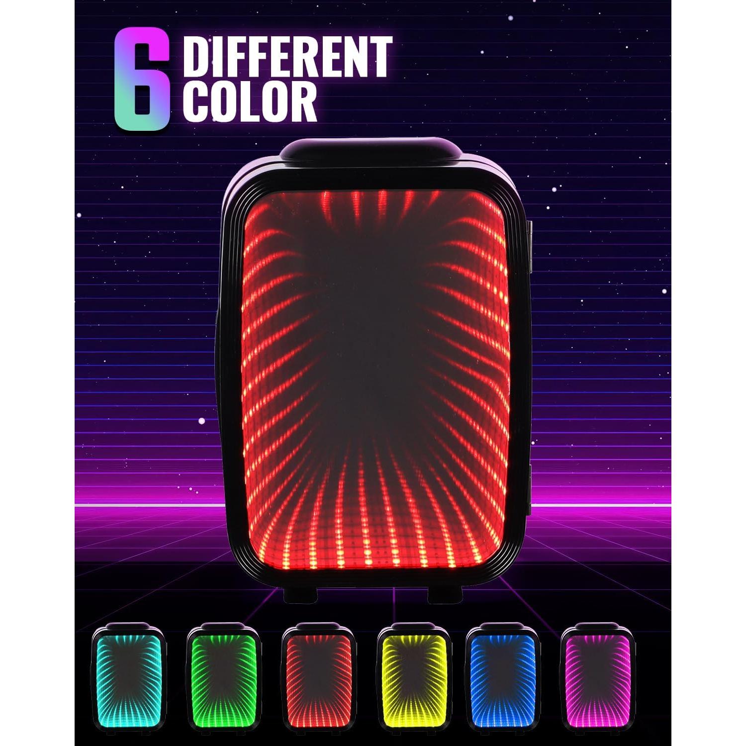 Mini Fridge, 4 Liter/6 Cans Small Refrigerator With Dimmable LED Light,AC/DC Portable Mini Cooler and Warmer, Gaming Small Fridge for Bedroom,Office,Gaming Room and Car (Black)