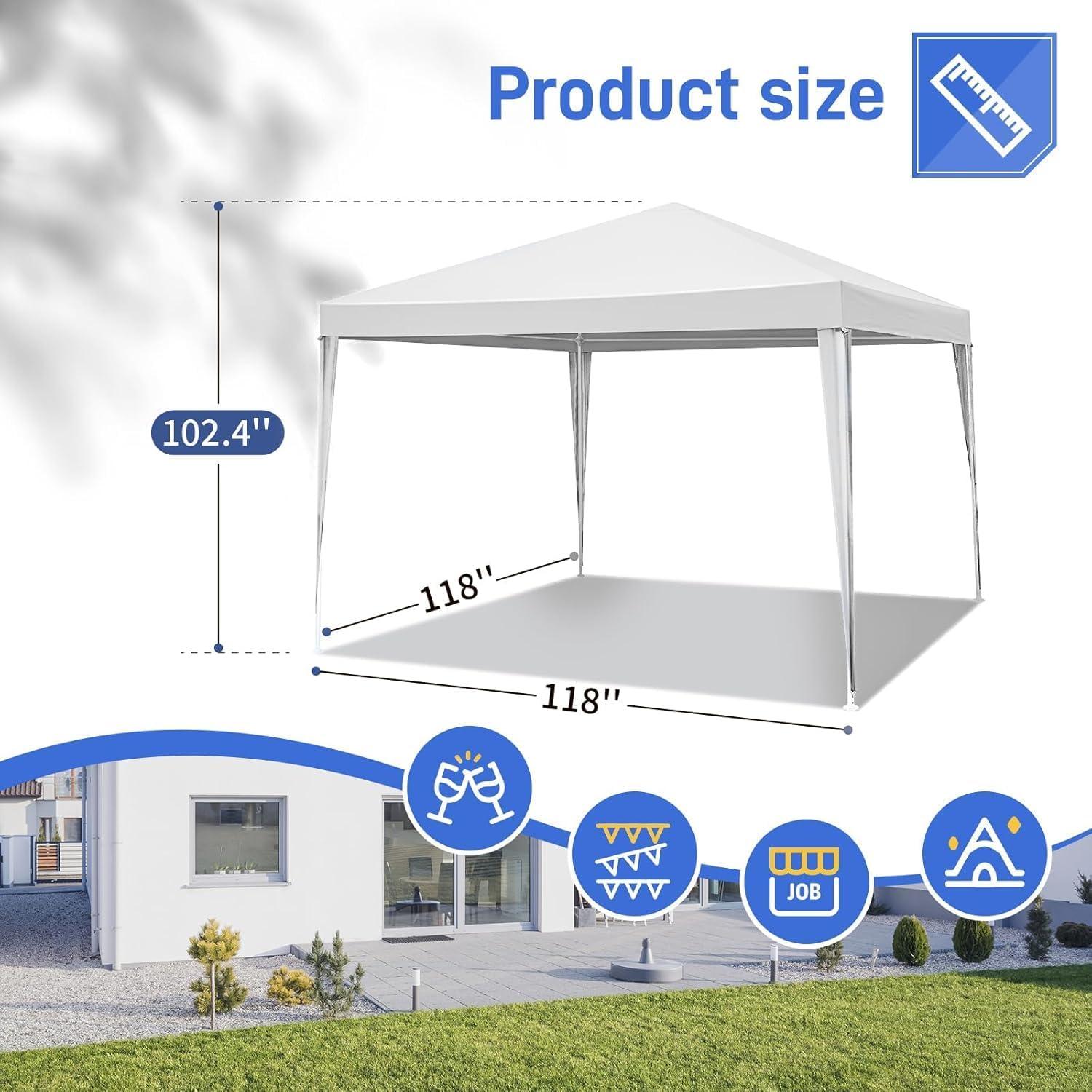 Carpa de Fiesta Exterior DVIEN 3x3m Impermeable Blanca