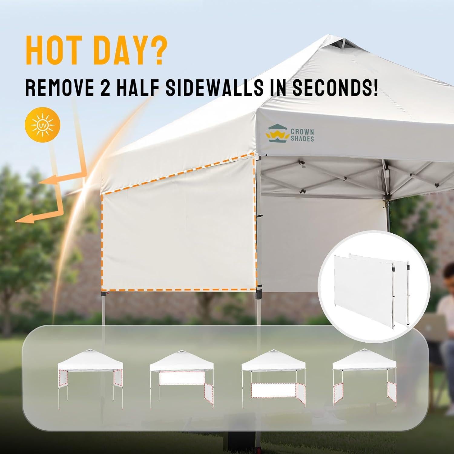 Carpa Plegable Instantánea CROWN SHADES 3x3m Blanca con Paredes