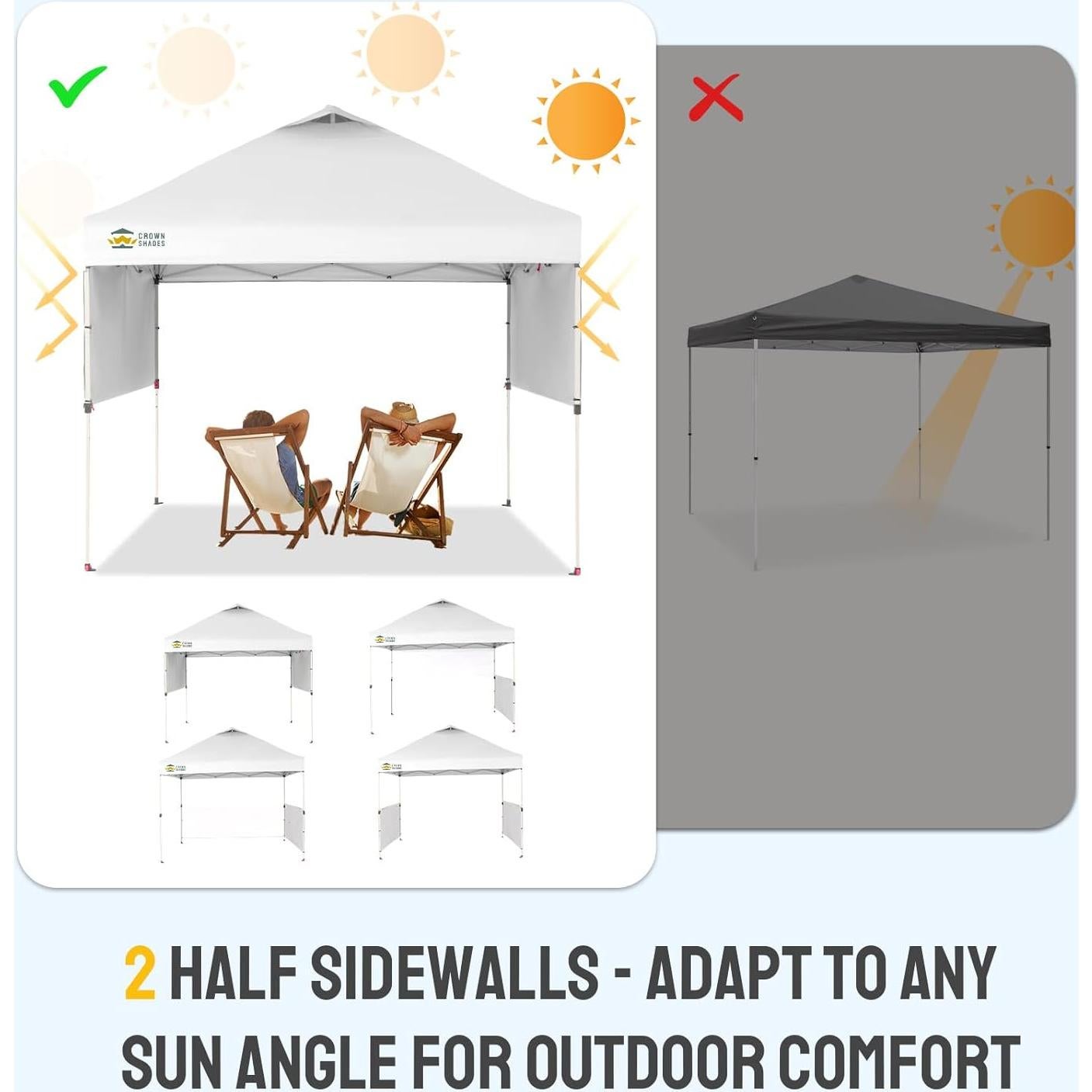 Carpa Plegable Instantánea CROWN SHADES 3x3m Blanca con Paredes