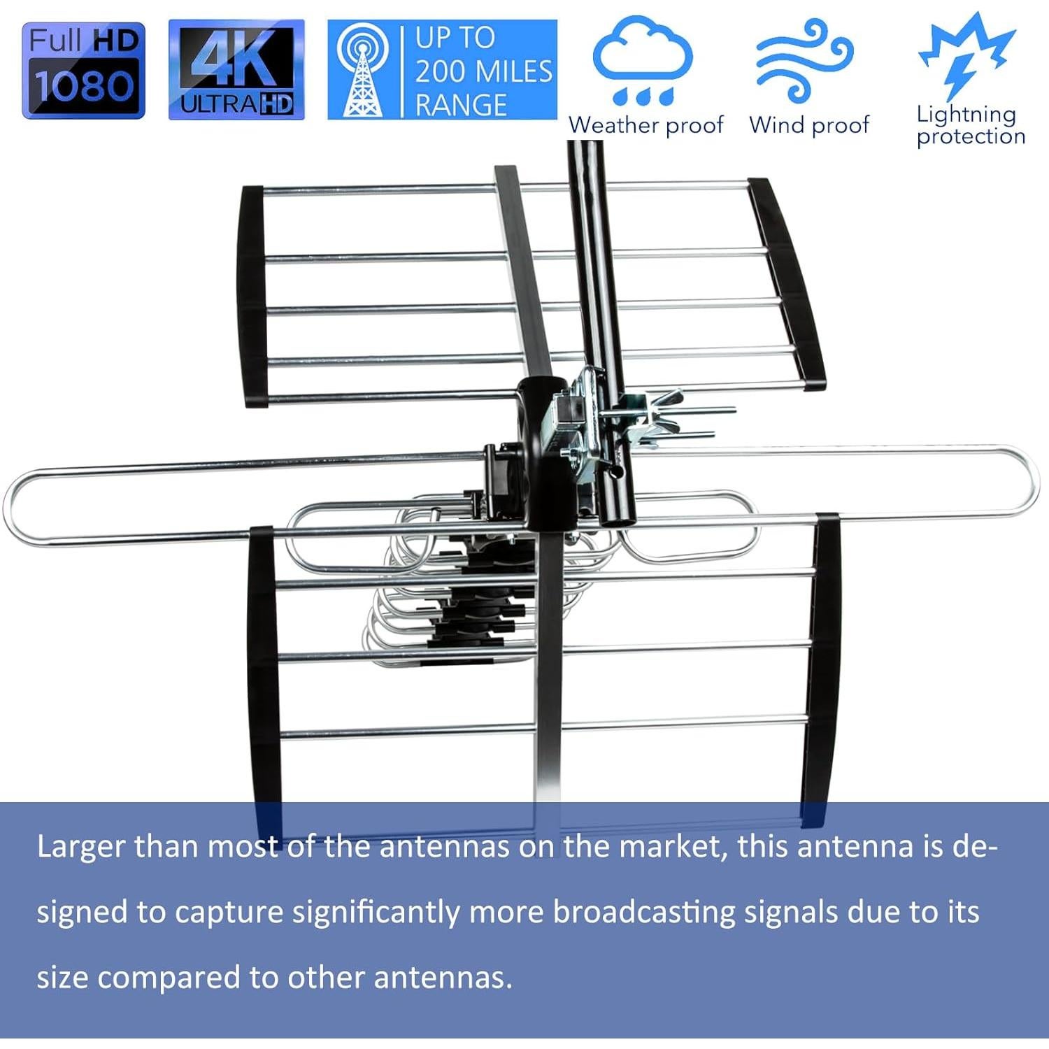 Antena HDTV Five Star 2025 Yagi 200 Millas 4K VHF/UHF