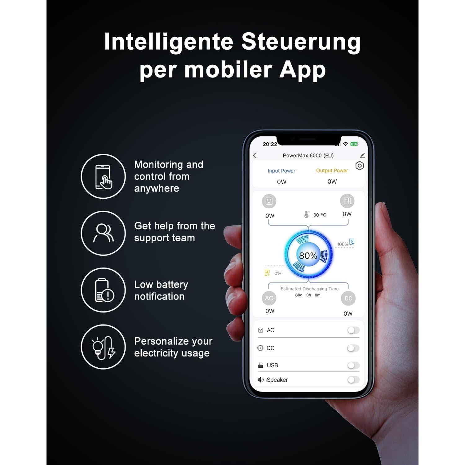 OSCAL PowerMax 6000 Solar Generator, 3600Wh LFP Battery Power Station, Expandable to 57.6kWh, 120/240V Split Phase Voltage 6000W AC Outlets (7200W Peak), 2200W/1.96H Fast Charging, Emergency for Home