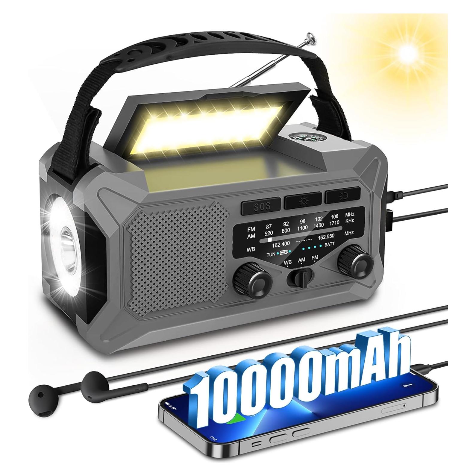 Radio Meteorológica de Emergencia GINESBE 12000mAh Gris