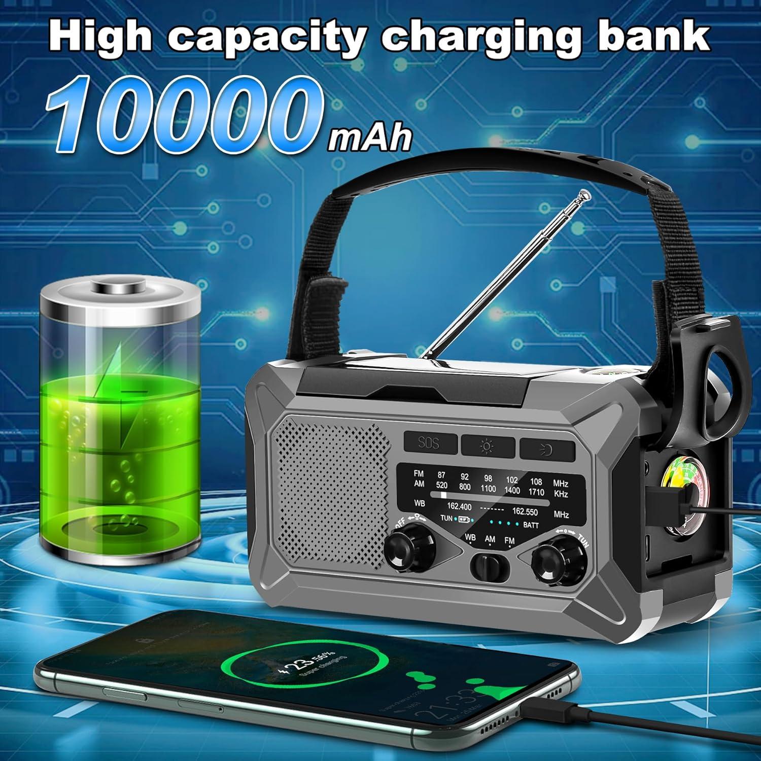 Radio Meteorológica de Emergencia GINESBE 12000mAh Gris