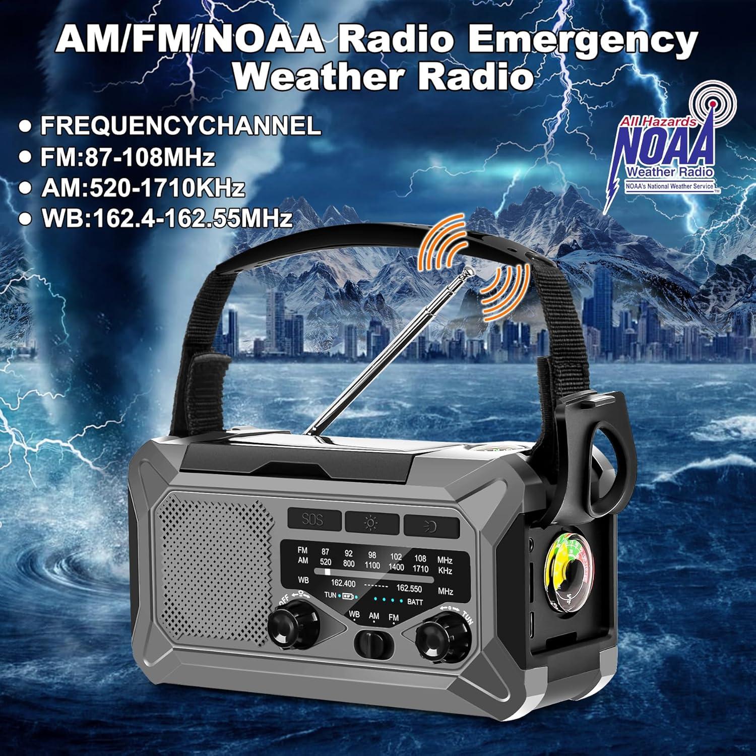 Radio Meteorológica de Emergencia GINESBE 12000mAh Gris