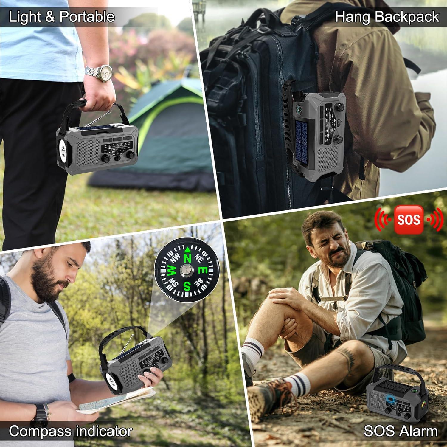 Radio Meteorológica de Emergencia GINESBE 12000mAh Gris