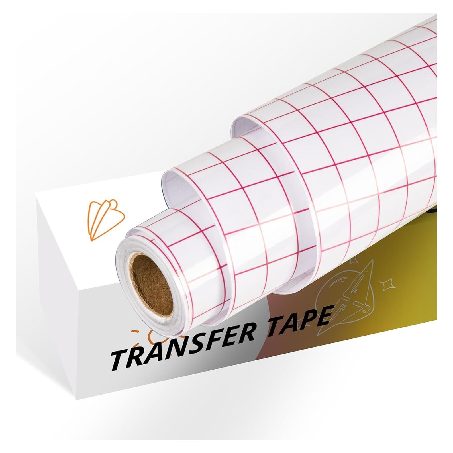 YRYM HT Vinyl Transfer Tape, Medium Tack, Red Grid, 12" x 12 FT, for Cricut Signs, Stickers, Decals, Walls, Doors & Windows