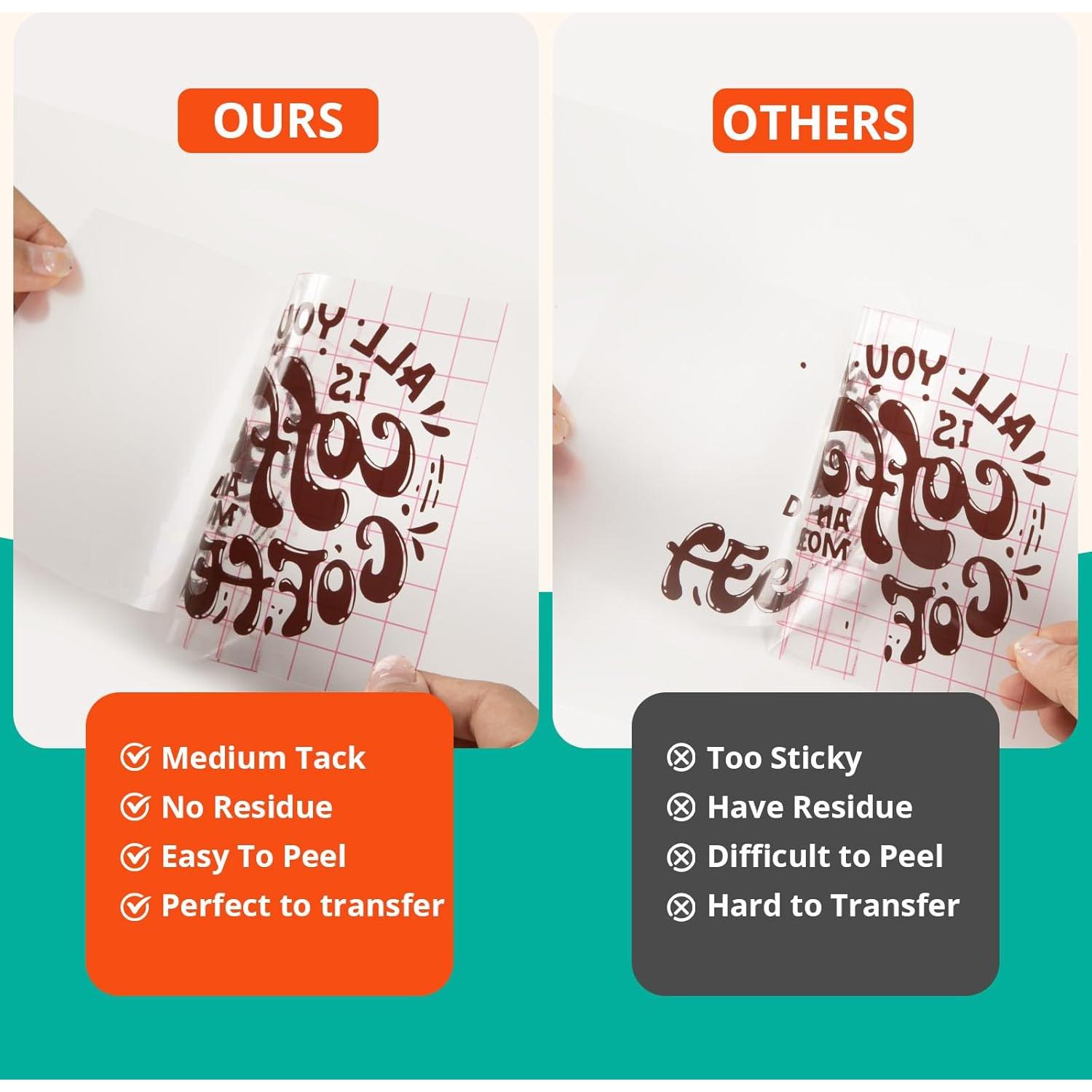 YRYM HT Vinyl Transfer Tape, Medium Tack, Red Grid, 12" x 12 FT, for Cricut Signs, Stickers, Decals, Walls, Doors & Windows