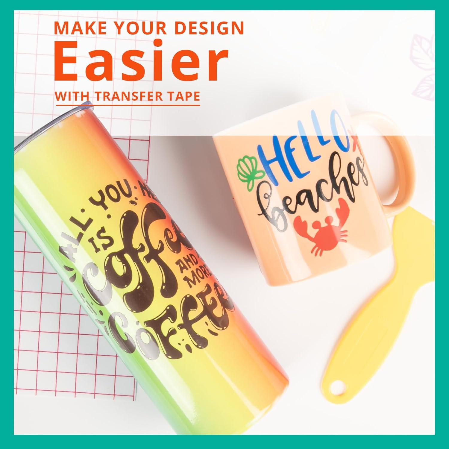 YRYM HT Vinyl Transfer Tape, Medium Tack, Red Grid, 12" x 12 FT, for Cricut Signs, Stickers, Decals, Walls, Doors & Windows