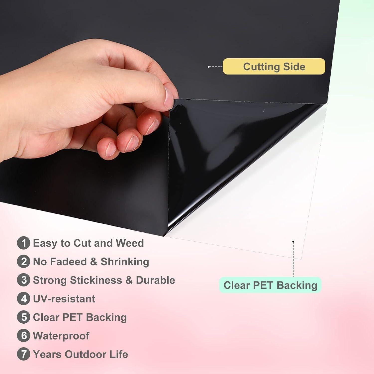 Vinilo Adhesivo Permanente XSEINO Negro 27.94x2.54m para Cricut