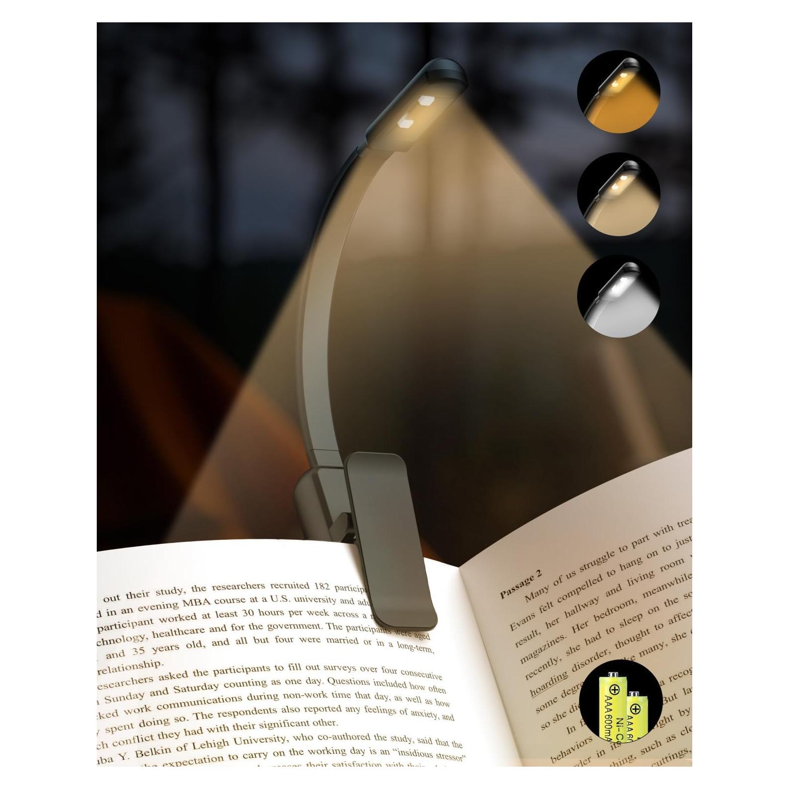 Luz de lectura LED portátil Lucarni con 3 colores y atenuación