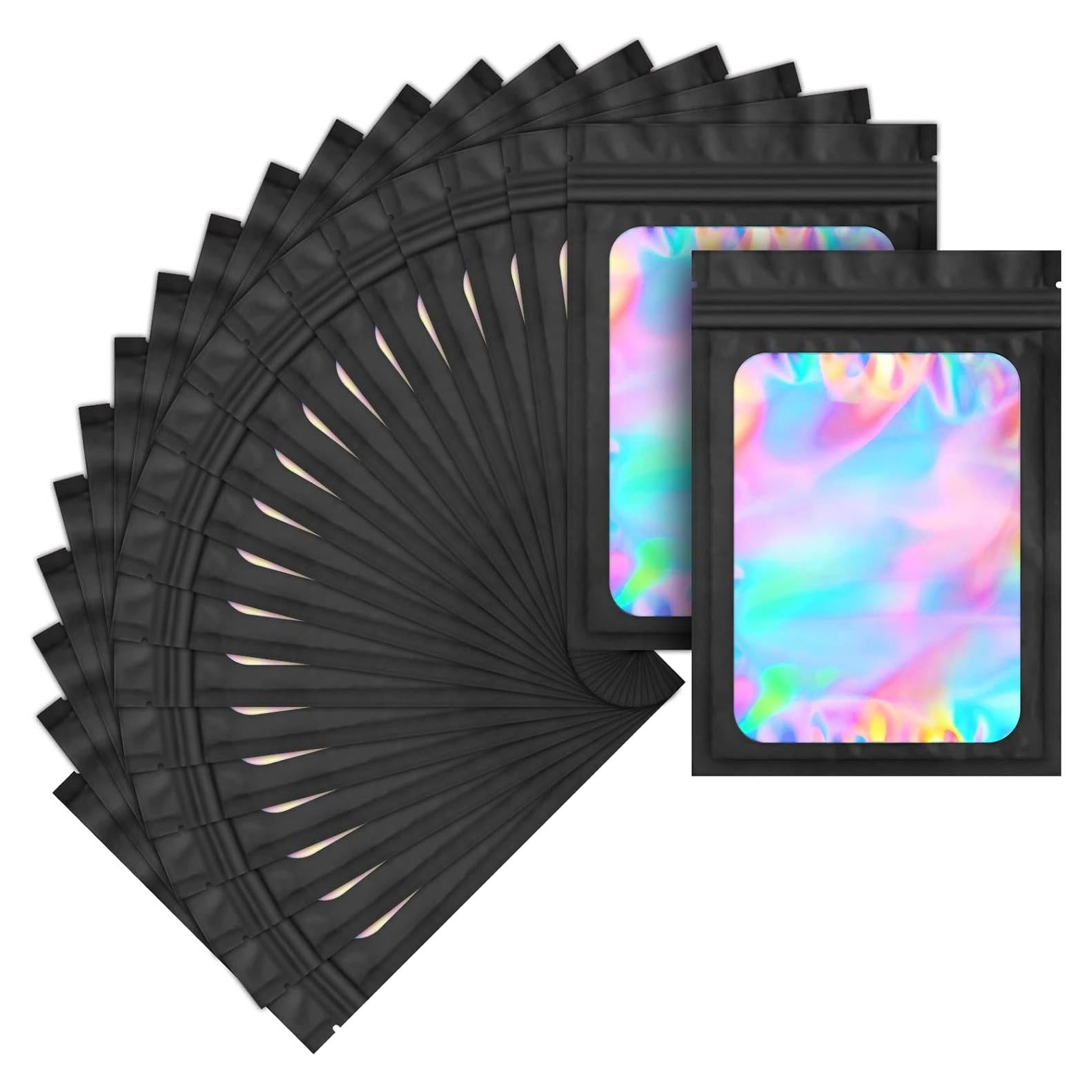 Paquete de 100 Bolsas Mylar Holográficas Resellables ZRLEI 7.1x10.2cm