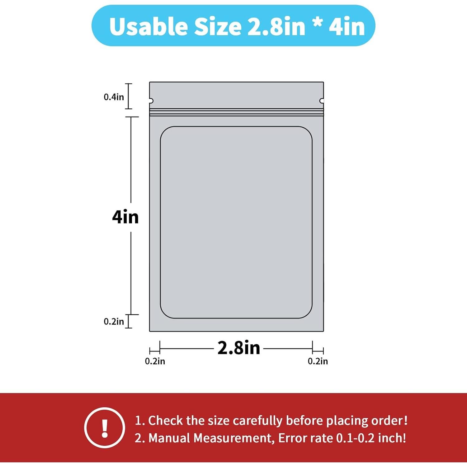 Paquete de 100 Bolsas Mylar Holográficas Resellables ZRLEI 7.1x10.2cm