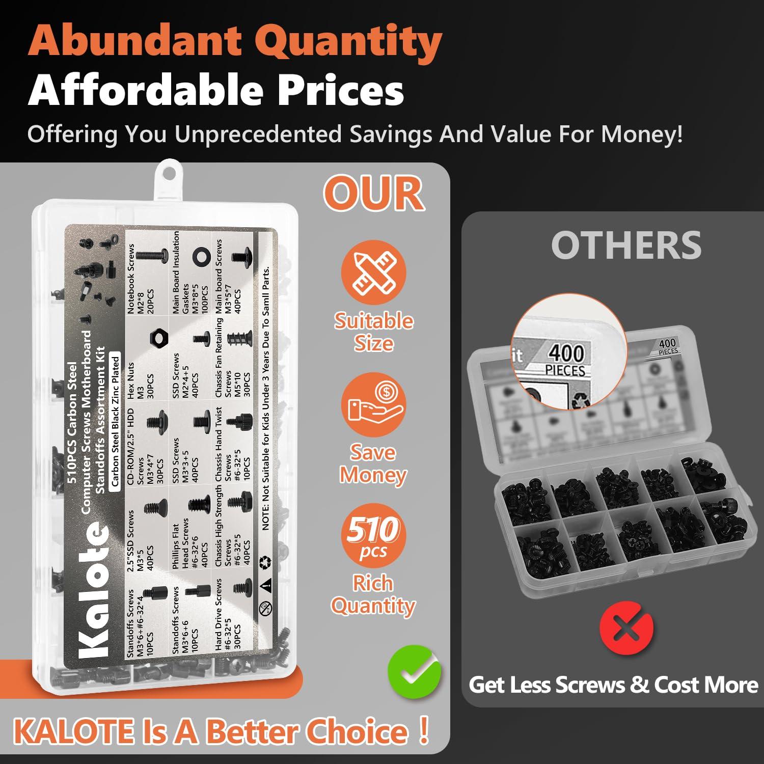 Kit de Tornillos para Computadora Kalote 510 Piezas Acero Zinc