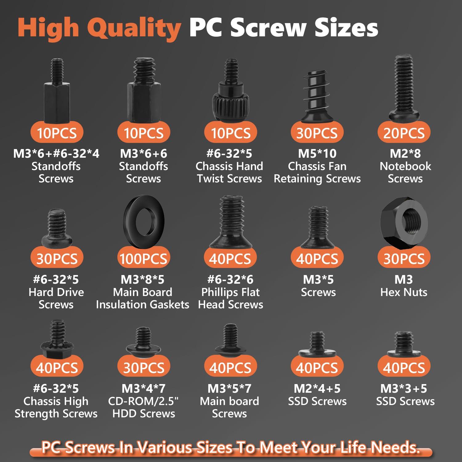 Kit de Tornillos para Computadora Kalote 510 Piezas Acero Zinc