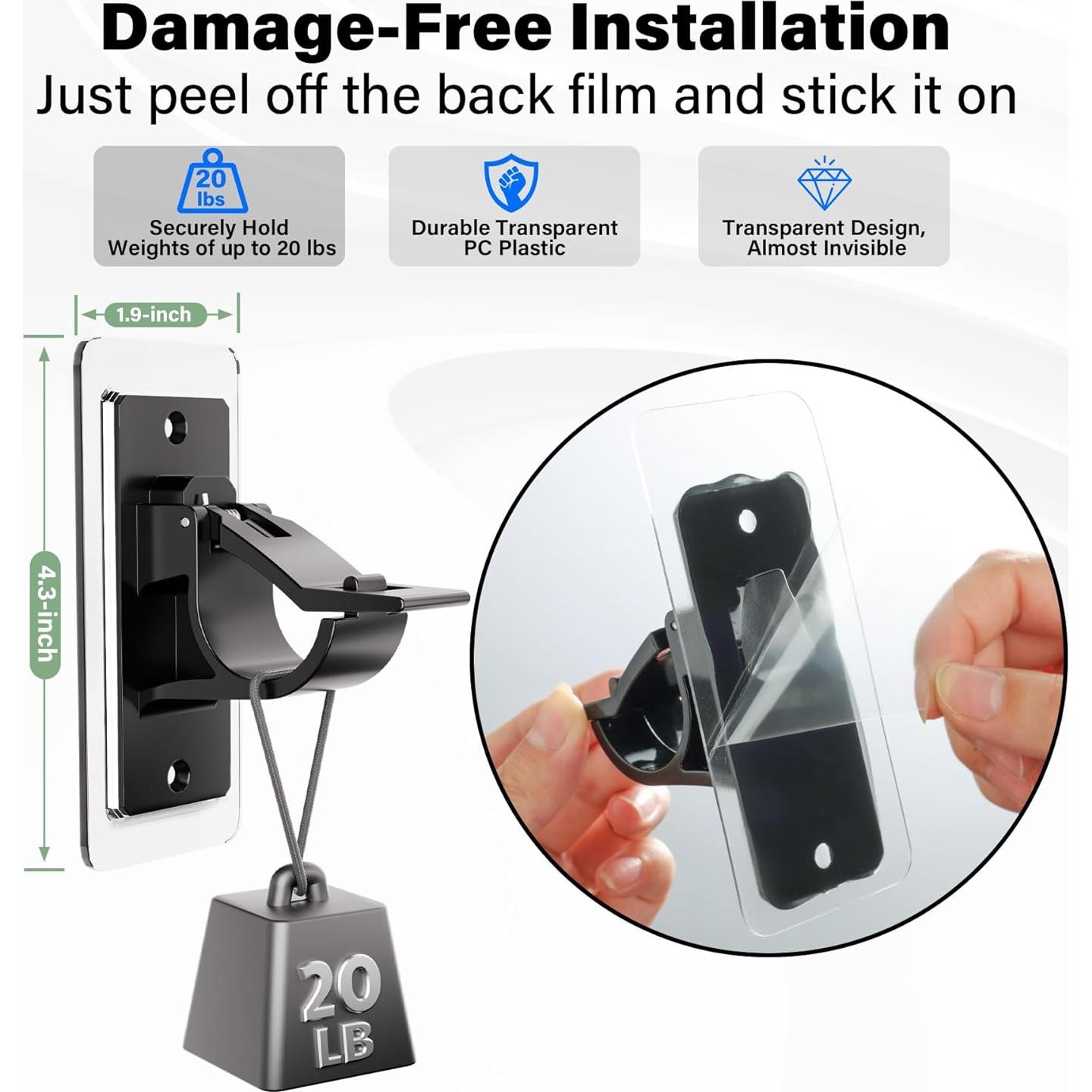 Soportes de Varilla Autoadhesivos Antimbee - Paquete de 6, 9 kg