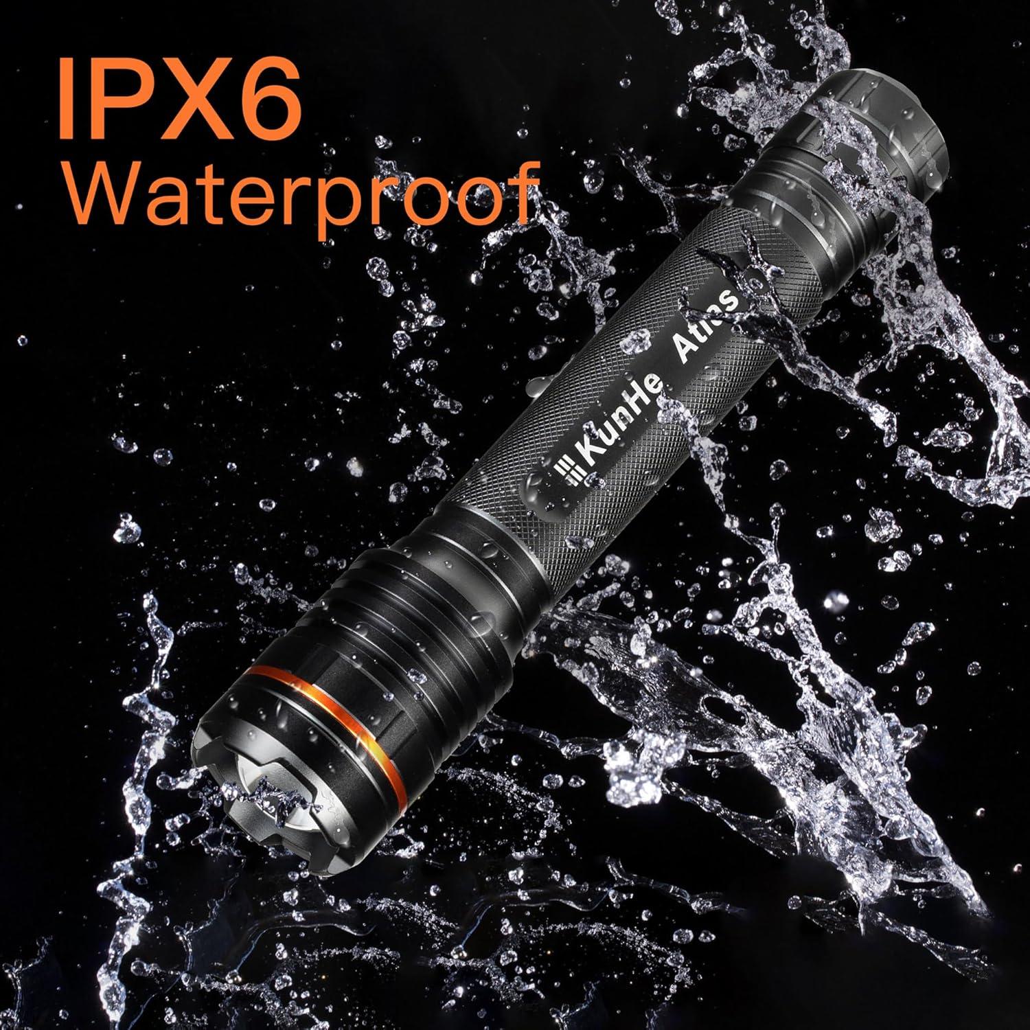 Linterna LED KunHe 1200 LM Aluminio Zoomable IPX6 1 Paquete