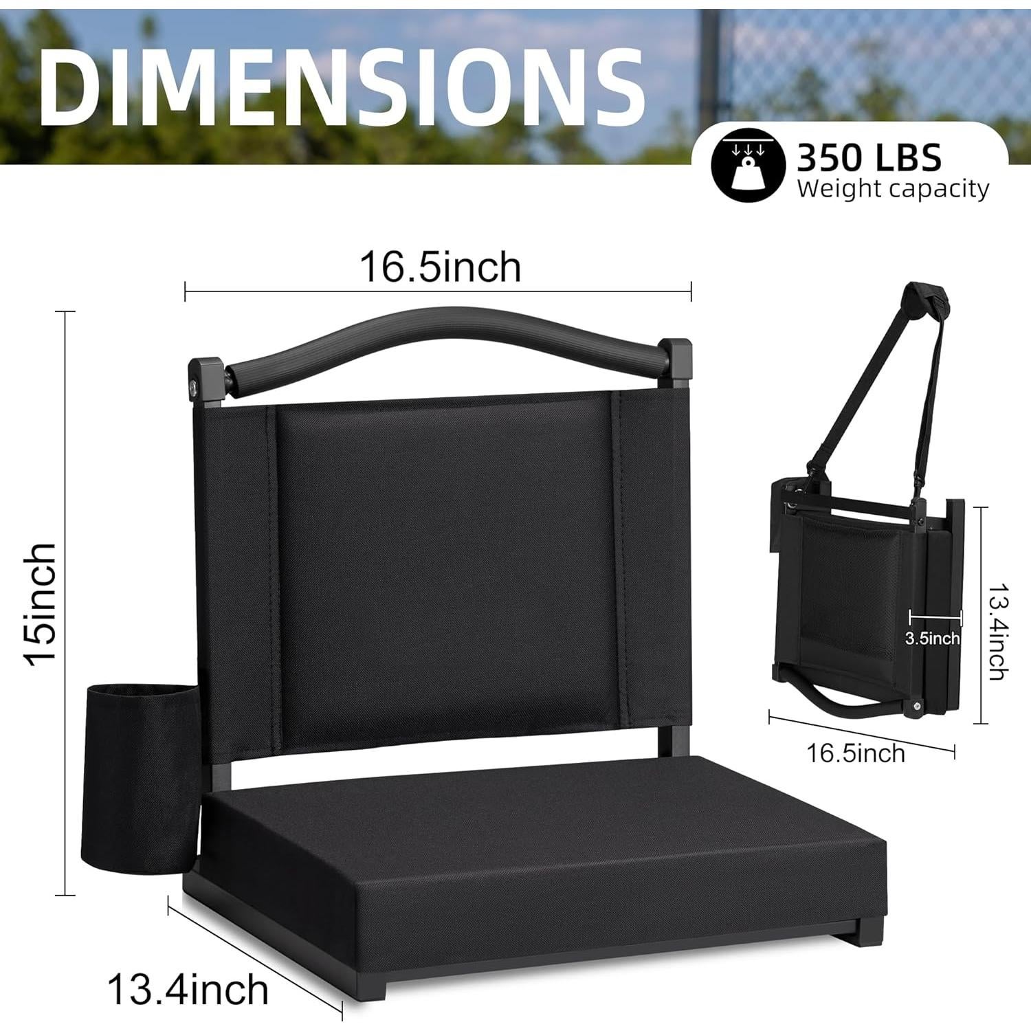 Asiento de Estadio HABUTWAY con Respaldo y Cojín Grueso 159kg