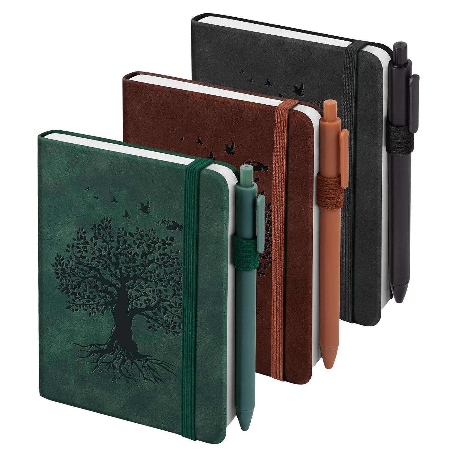 3 Pack Pocket Journaling Notebooks, A6 Small Notebook For Note Taking Journaling Notebooks Journals For Writing Mini Note Pads With Pen Holder 120 Pages 100 GSM Thick Paper