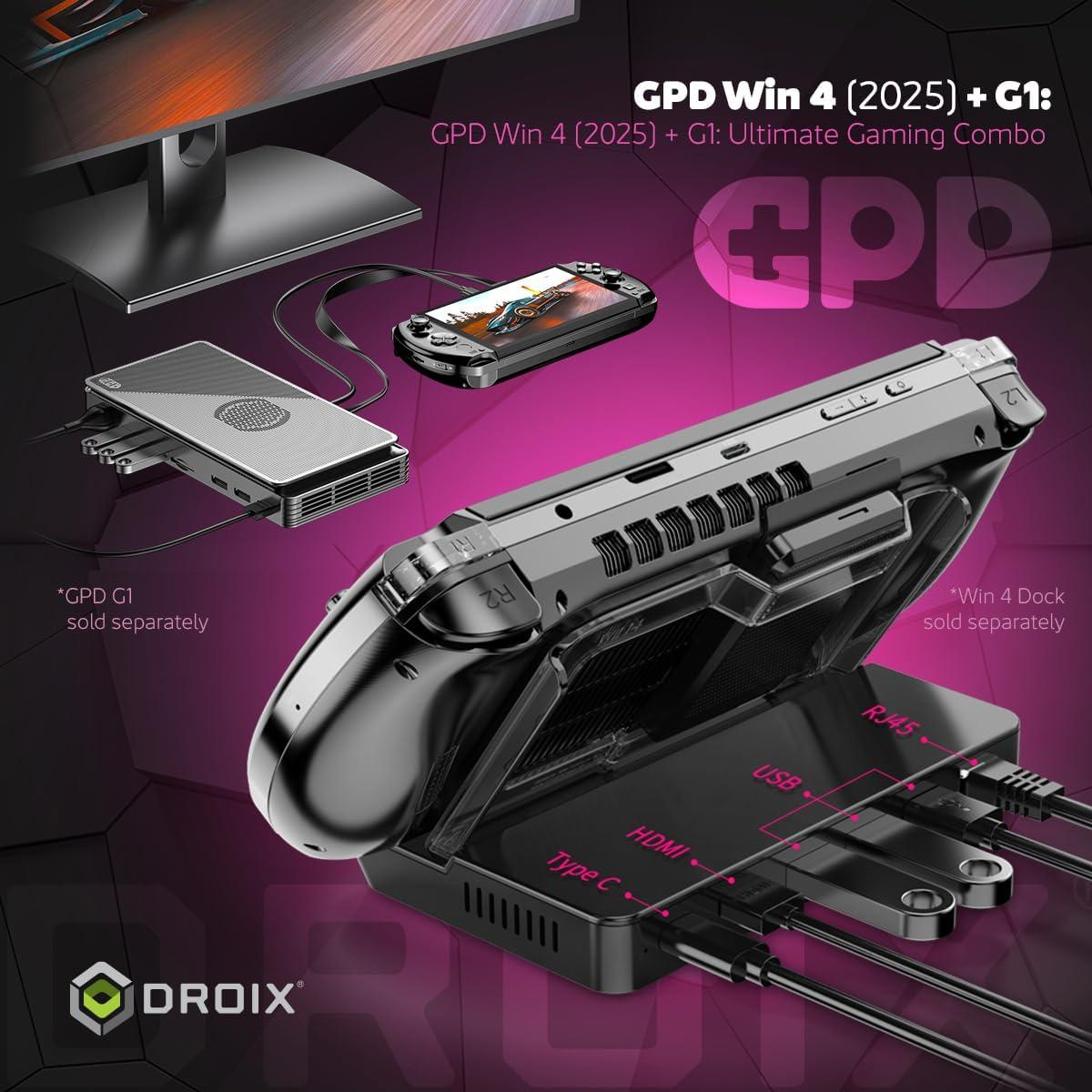 Win 4 2025 Handheld Gaming PC with AMD Ryzen AI 9 HX 370, 12C/24T, 5.1GHz, Radeon 890M, 32GB LPDDR5X RAM, 2TB SSD, 6" 1080P Display, OcuLink Slide up Backlit Keyboard, Portable Gaming Console