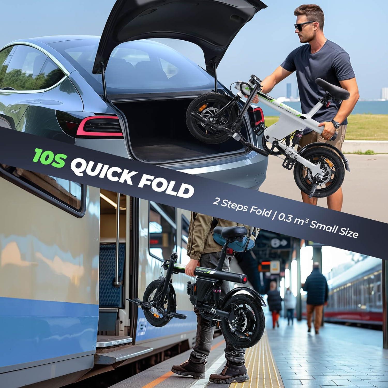 Bicicleta Eléctrica Isinwheel U1 Plegable 500W 35.56cm Blanca