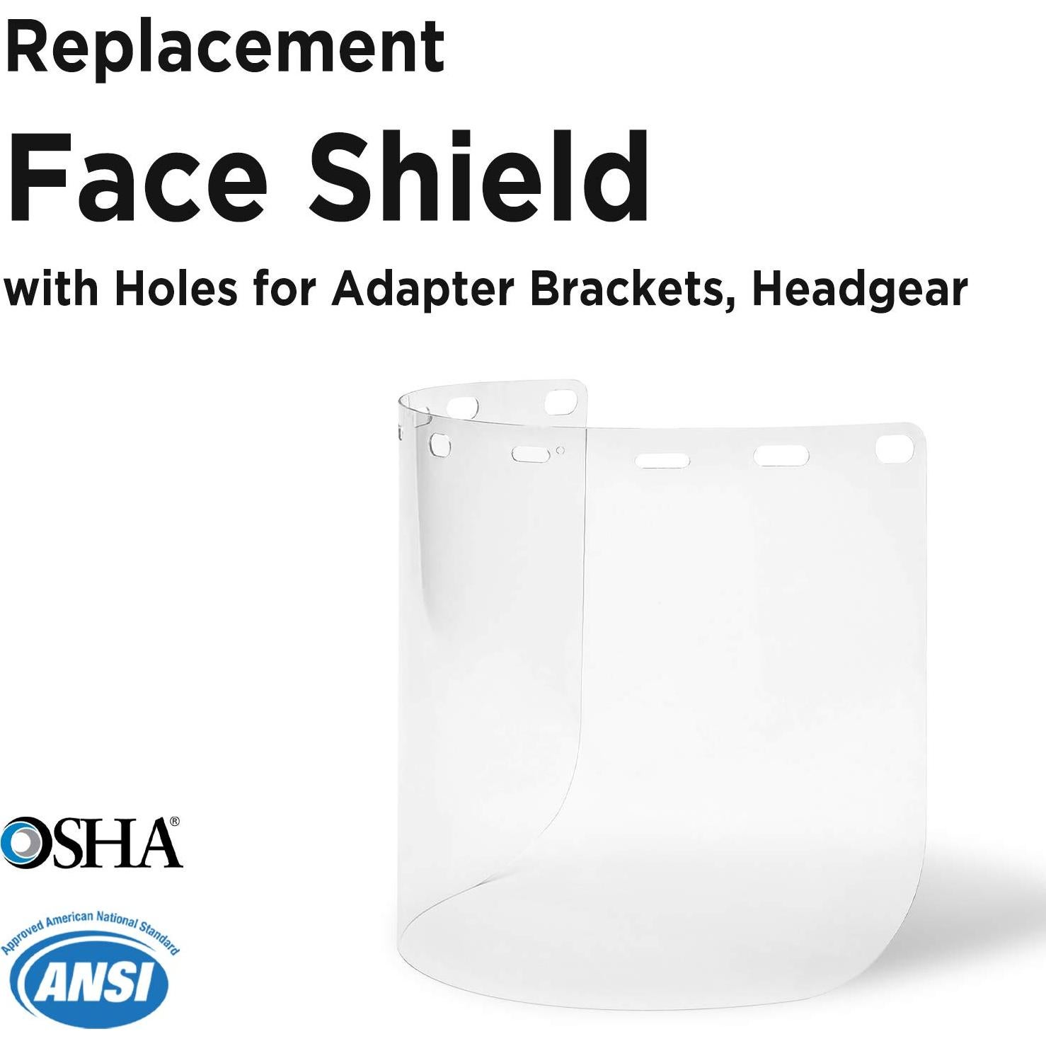 Escudo Facial WOLF PETG Transparente 20.32x39.37cm 5 Unidades