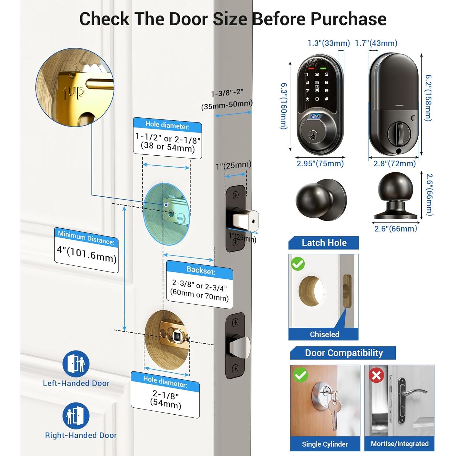 Cerradura Inteligente Veise RZ07C con Manijas, Control por App