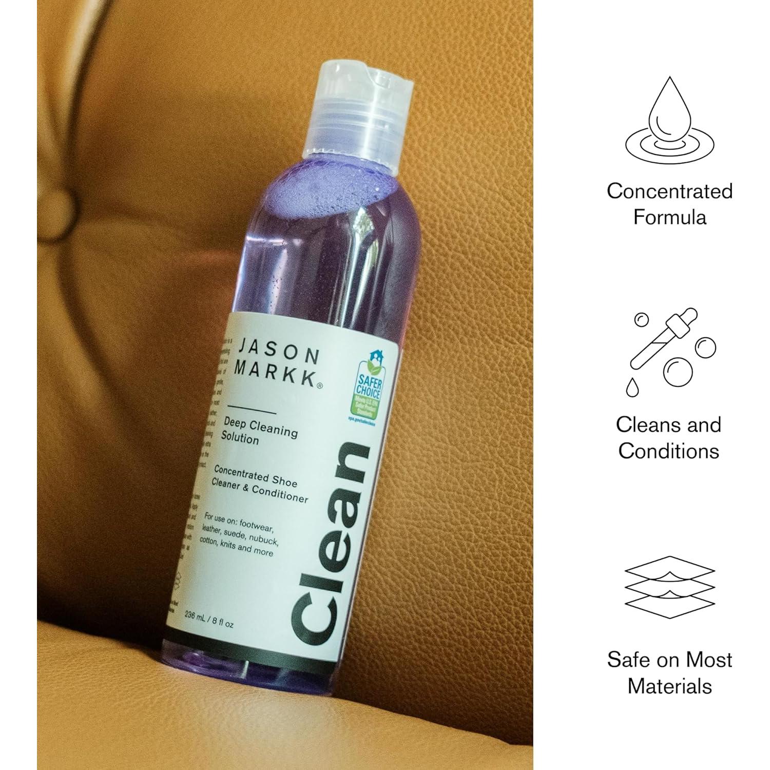 Jason Markk Deep Cleaning Solution, Shoe Cleaner, Cleans & Conditions, Sneaker Care, Ideal for Footwear, Safe for Leather, Suede, Nubuck, Cotton, Knits, 8oz