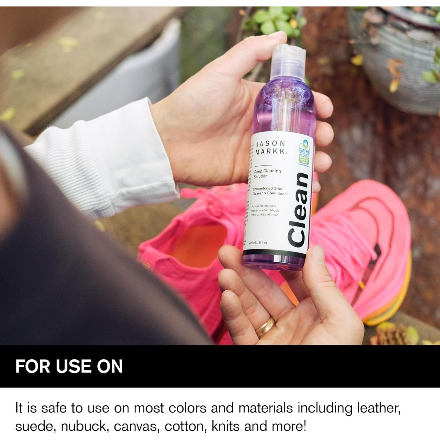 Jason Markk Deep Cleaning Solution, Shoe Cleaner, Cleans & Conditions, Sneaker Care, Ideal for Footwear, Safe for Leather, Suede, Nubuck, Cotton, Knits, 8oz