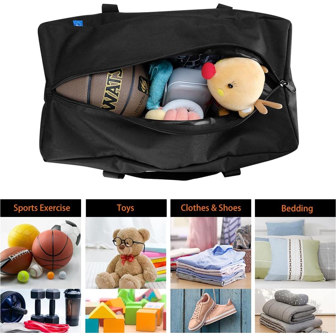 COOLBEBE 24" Sports Duffle Bag - 53L Travel Duffel Tote Bag with Upgrade Zipper Weekender Overnight, Durable & Water Resistant, Camping duffle Black