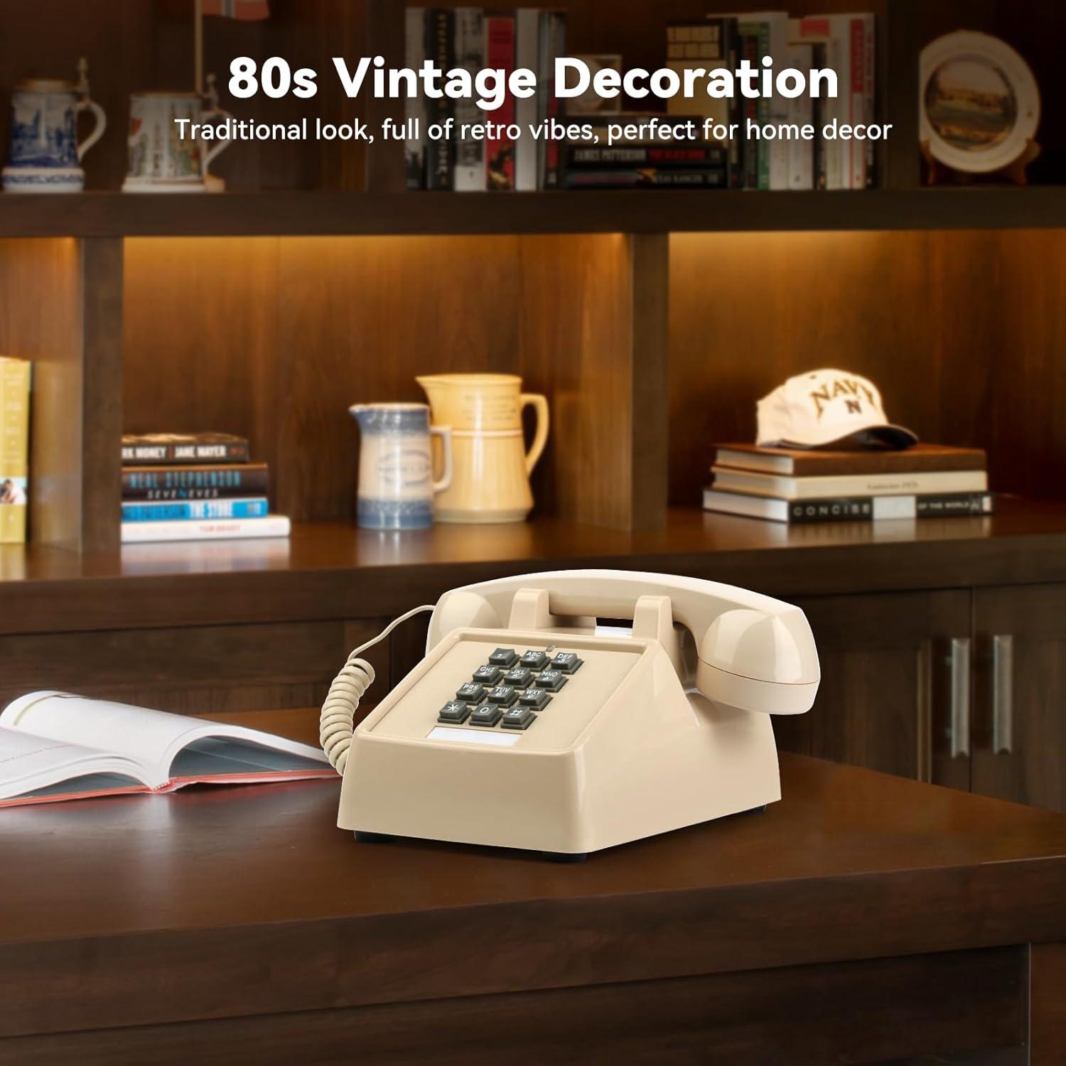 Teléfono de Cuerda Vintage Sangyn Beige con Timbre Mecánico