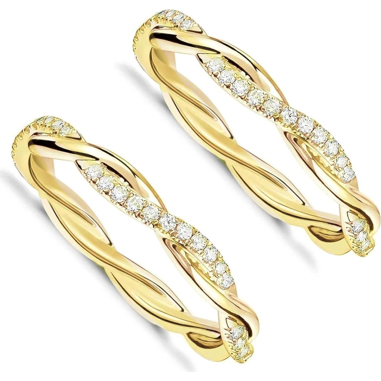 Paquete de 2 Anillos Apilables Oro 14K para Oura Ring