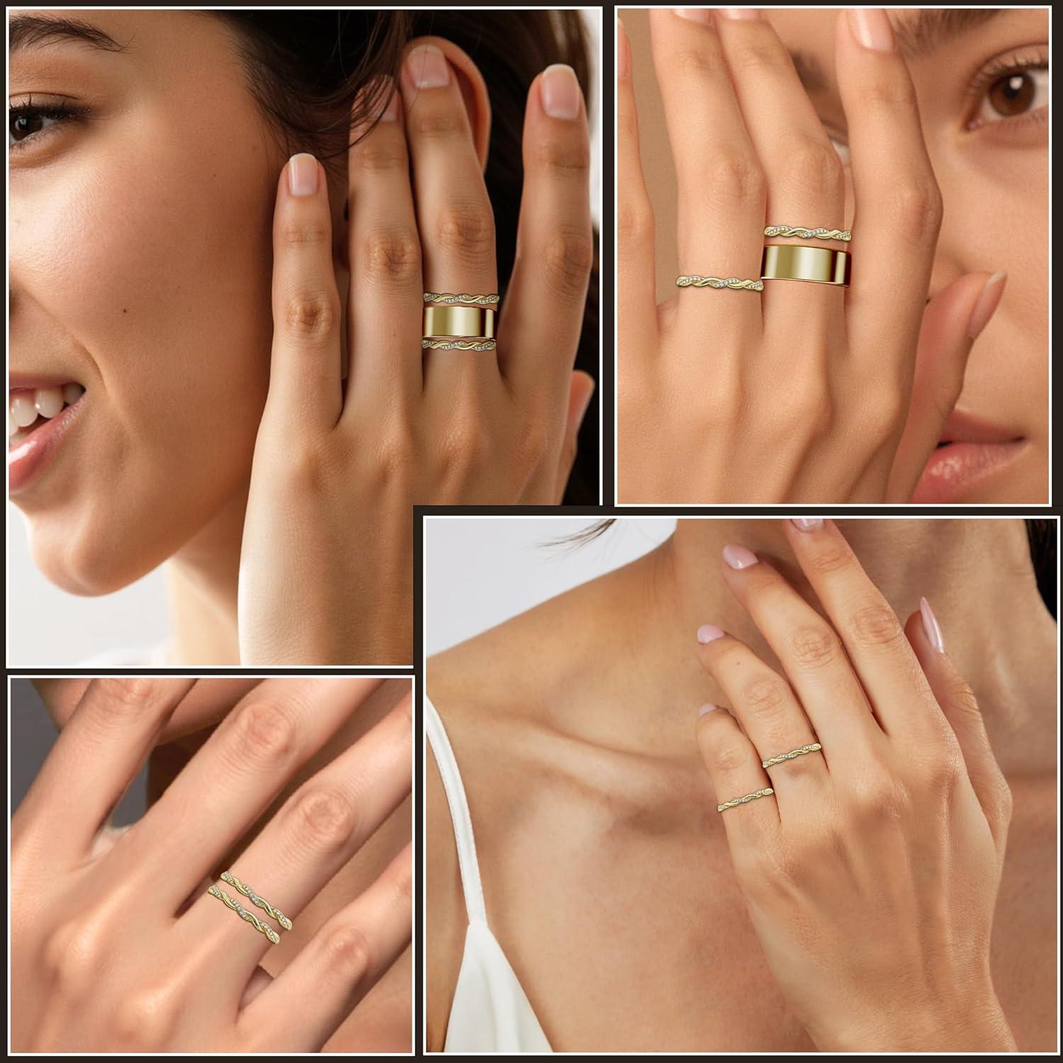 Paquete de 2 Anillos Apilables Oro 14K para Oura Ring