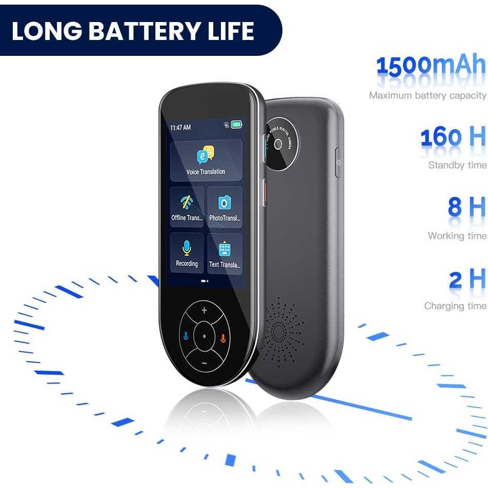 Language Translator Device,No WiFi Needed, Two-Way Instant Language Translator Support 137 Languages Portable Real Time,Voice Translation Online/Offline/AI/Text/Photo Translation-(Grey)