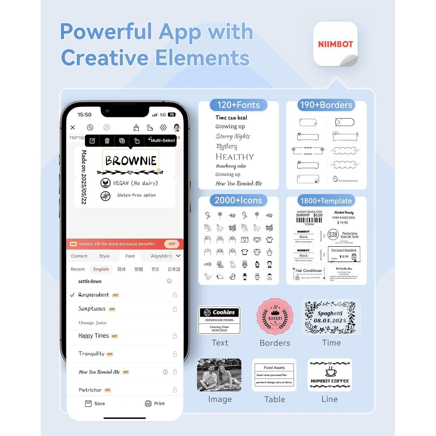 Impresora de Etiquetas Térmica NIIMBOT B1 Portátil 50x30mm