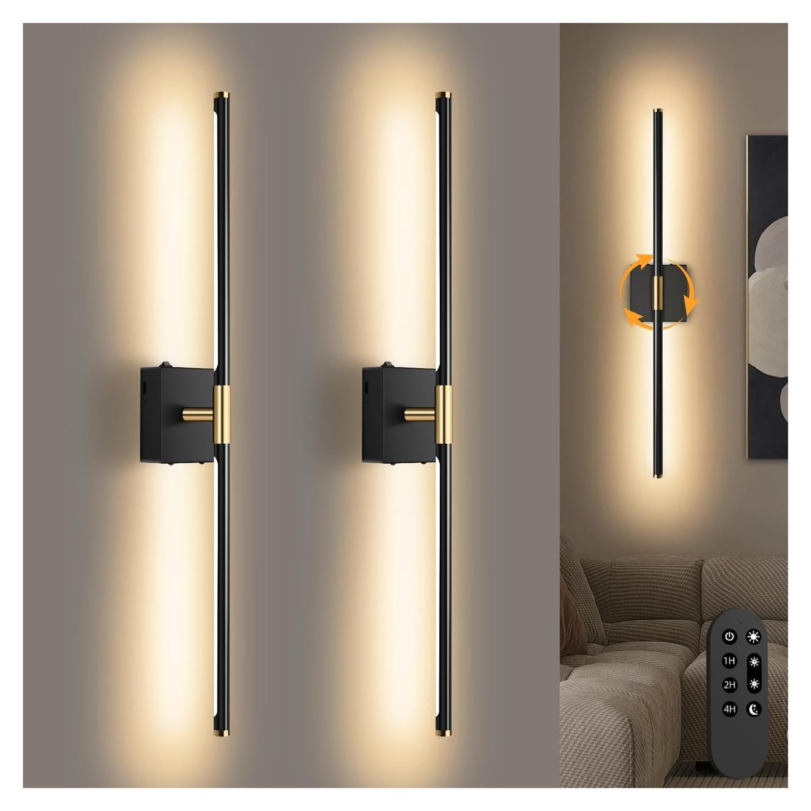 Juego de 2 Apliques de Pared Inalámbricos SAIMAND Negro 76.2cm