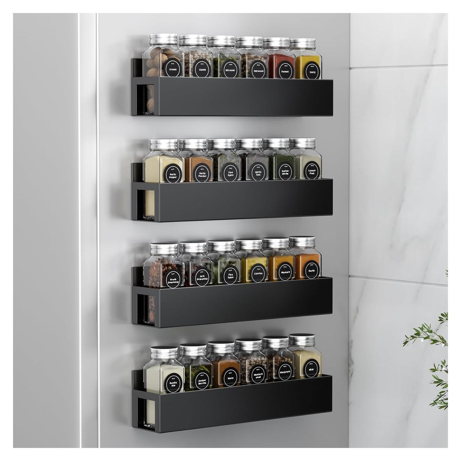 Estante Magnético para Especias Agotglmi - 4 Estantes y 24 Frascos