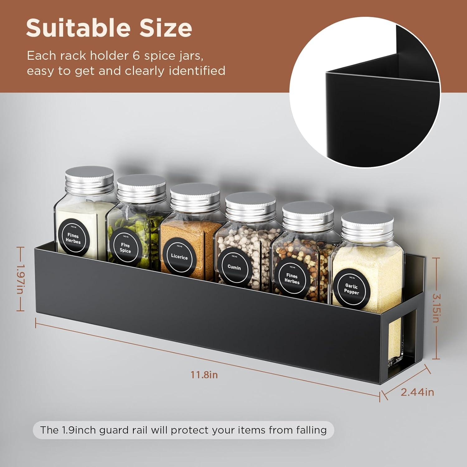 Estante Magnético para Especias Agotglmi - 4 Estantes y 24 Frascos