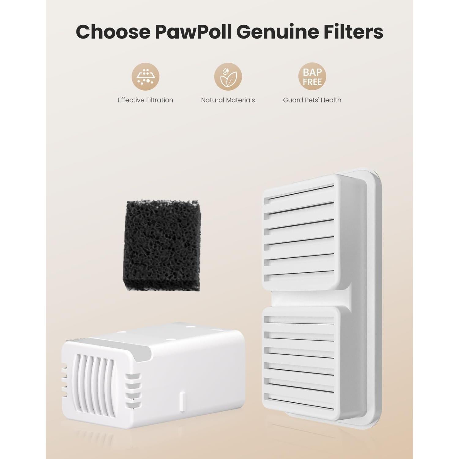 Filtros de Reemplazo PawPoll para Fuente de Agua para Gatos - 6 Piezas