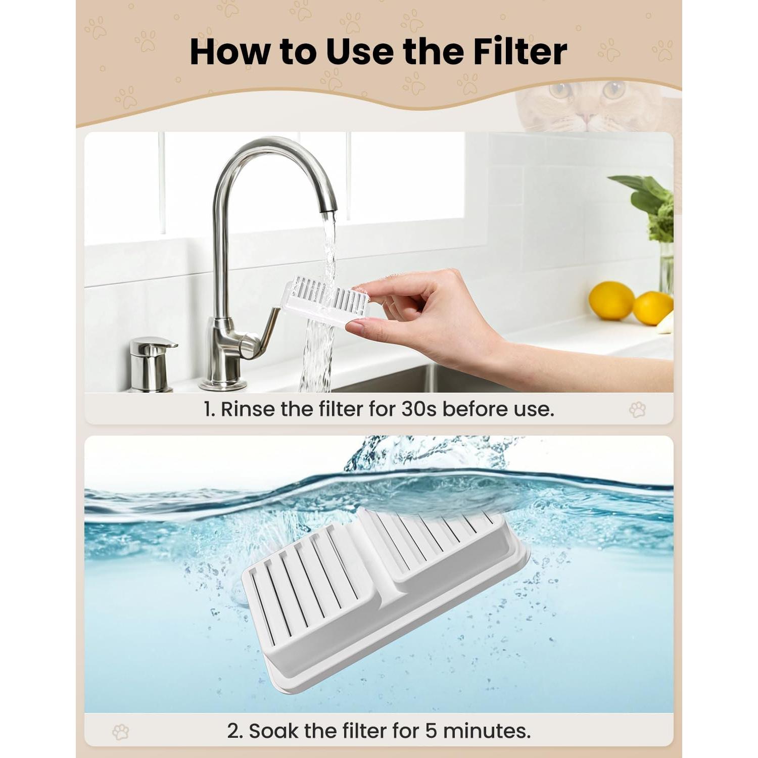 Filtros de Reemplazo PawPoll para Fuente de Agua para Gatos - 6 Piezas