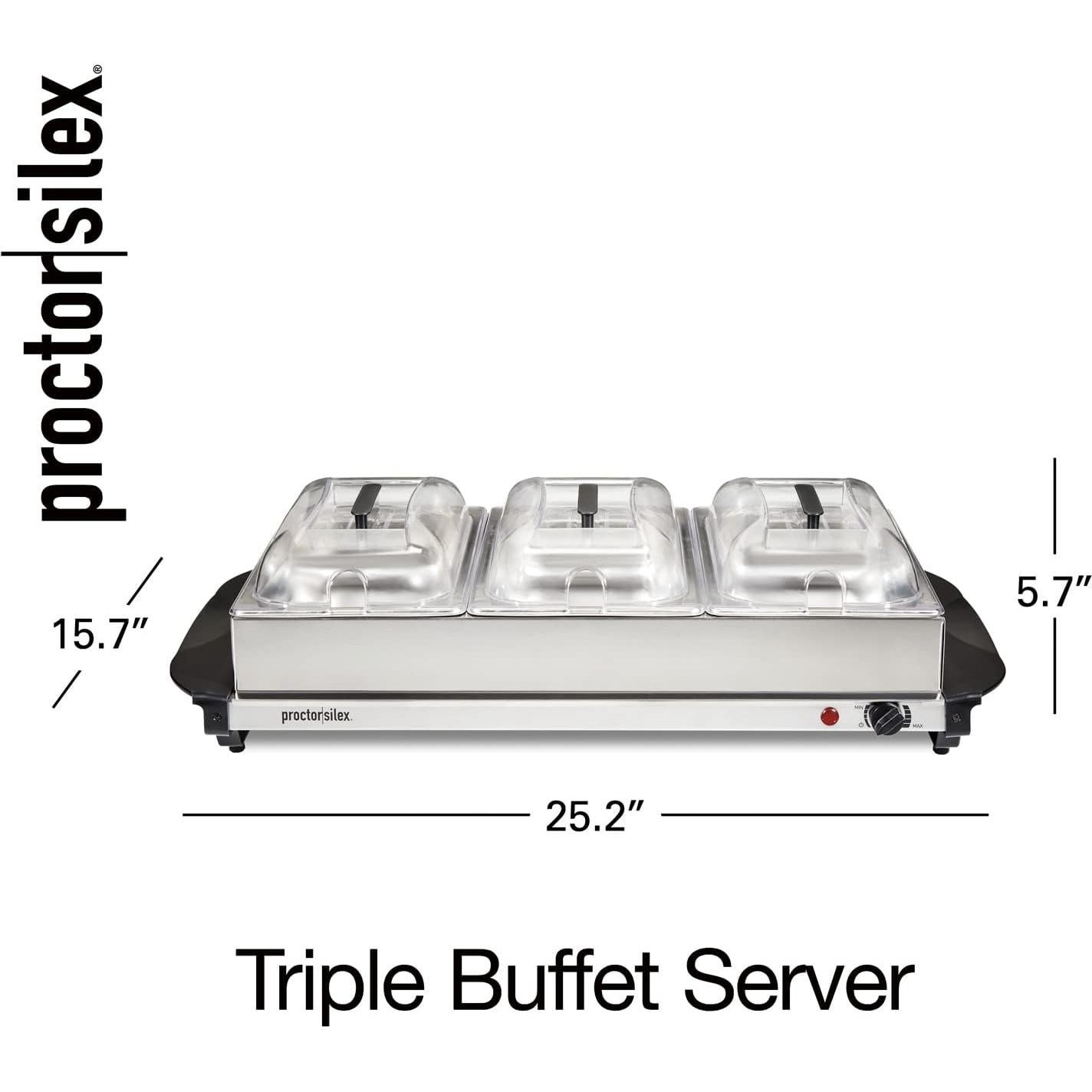 Servidor de Buffet Proctor Silex 3 Bandejas Acero Inoxidable