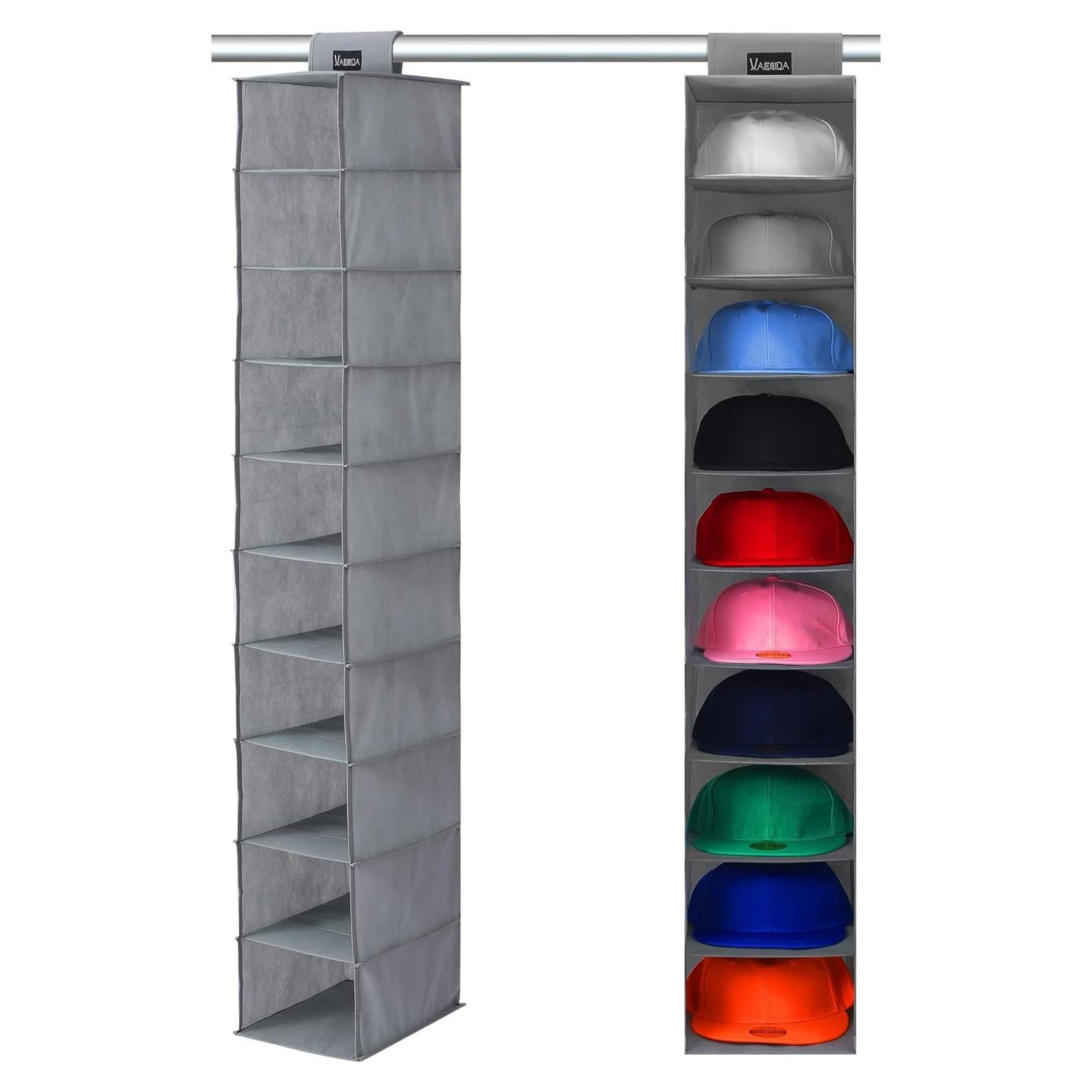 Estante Colgante para Sombreros VAESIDA - 10 Estantes, Gris