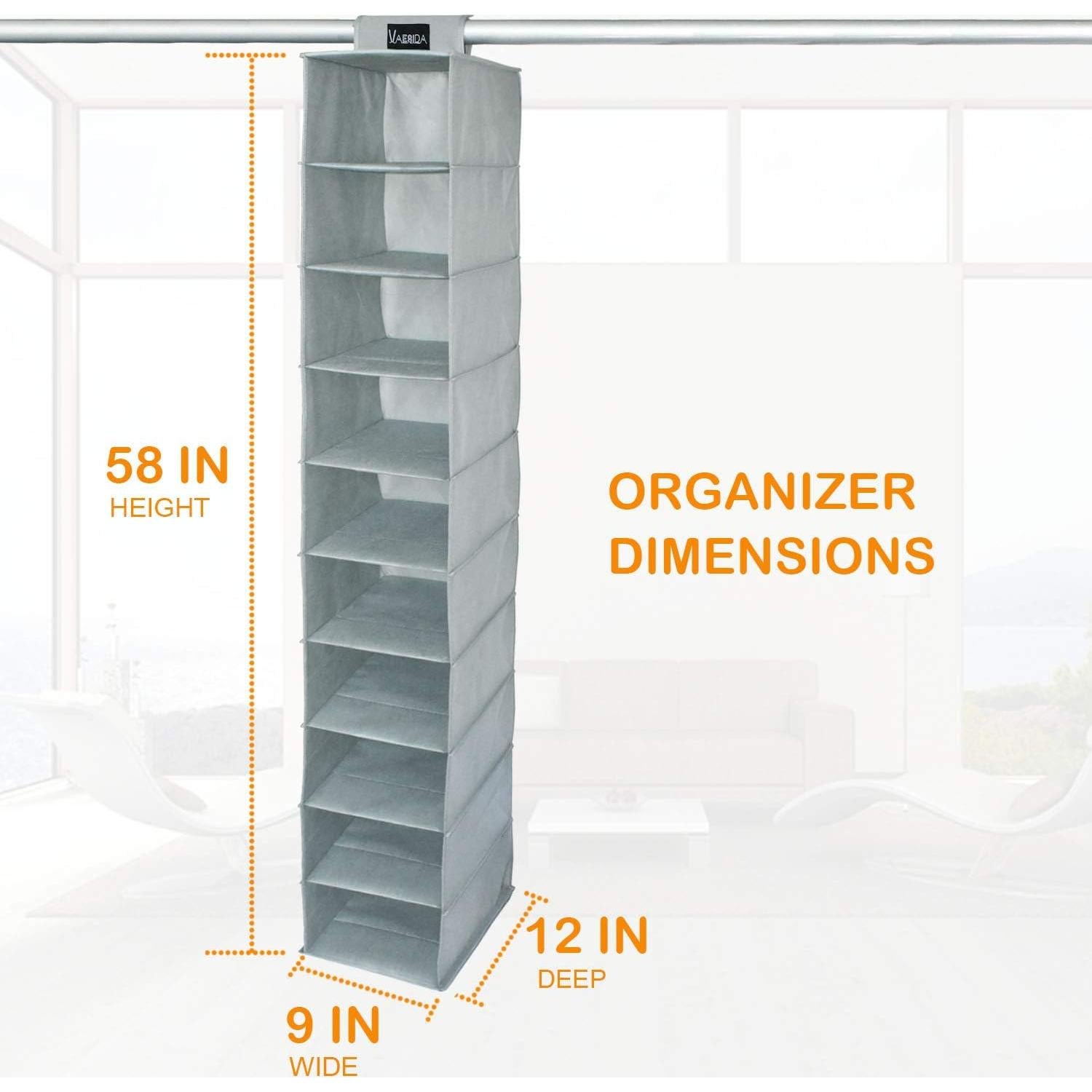 Estante Colgante para Sombreros VAESIDA - 10 Estantes, Gris